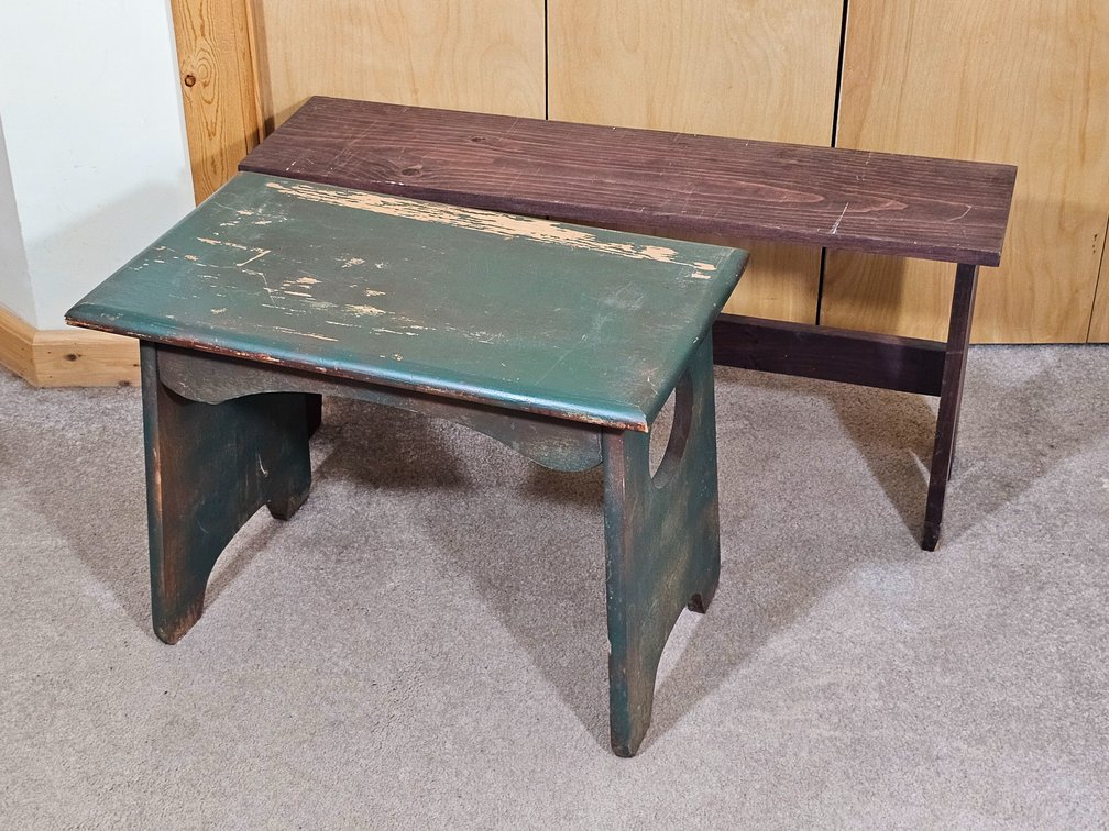 Two Rustic Wooden Benches