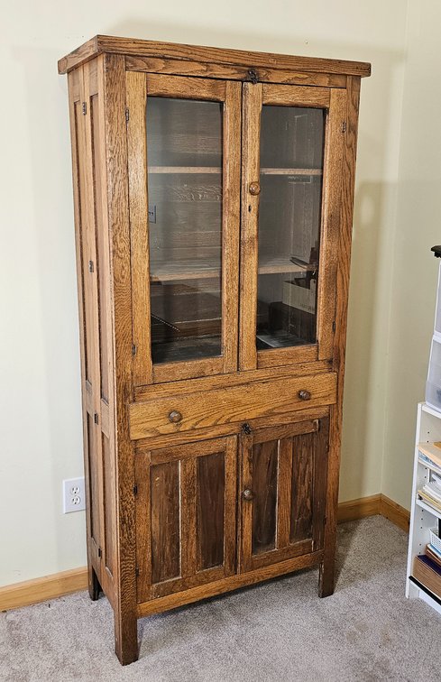 Antique Oak  Flatback Cupboard