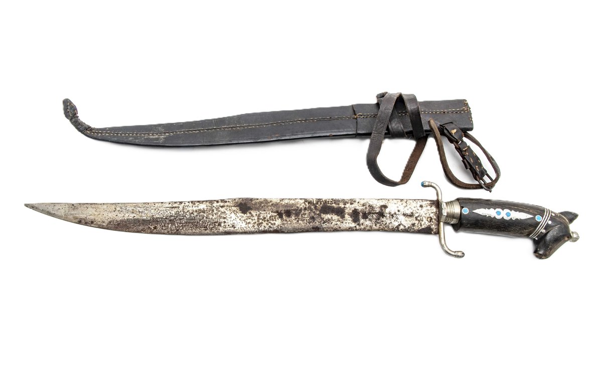 Philippino Jungle Sword W/ Horse Head & Sheath