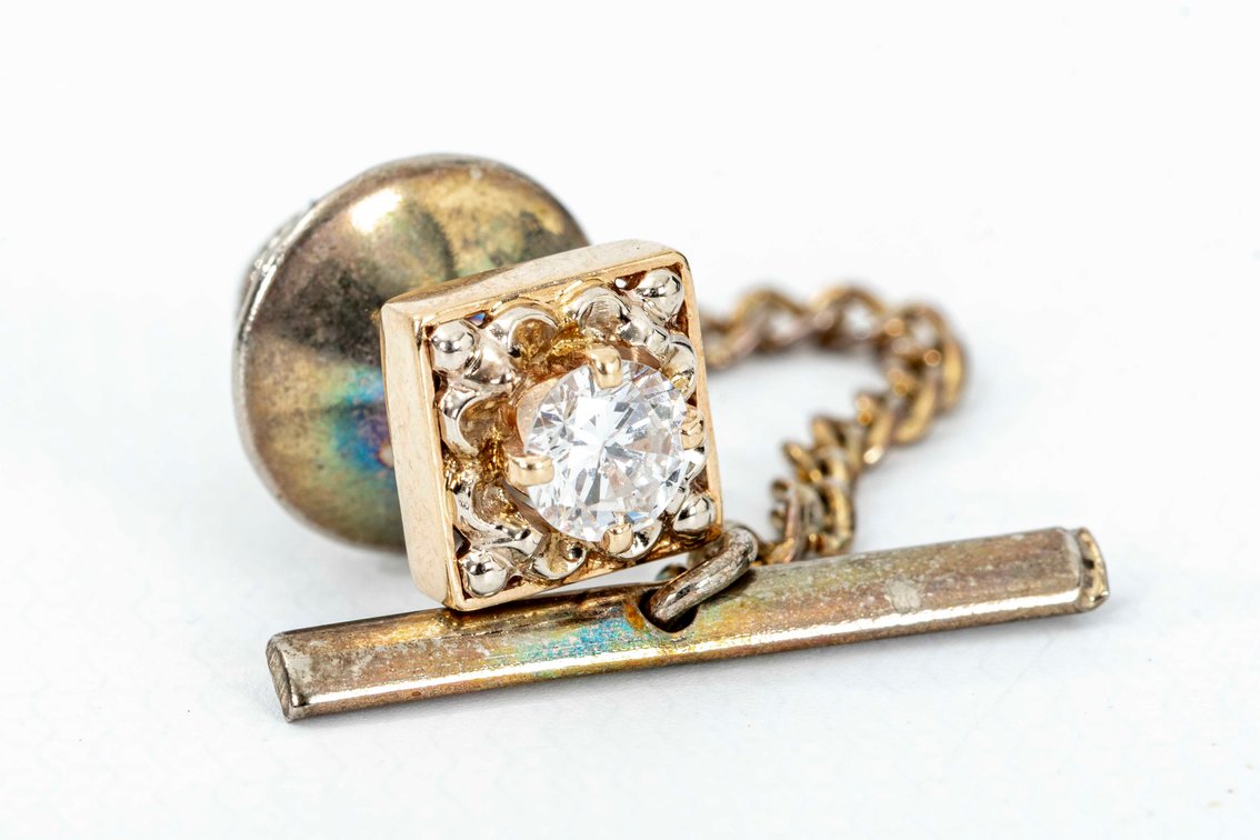14K Y. Gold & Diamond Tie Tack- 1.4 G