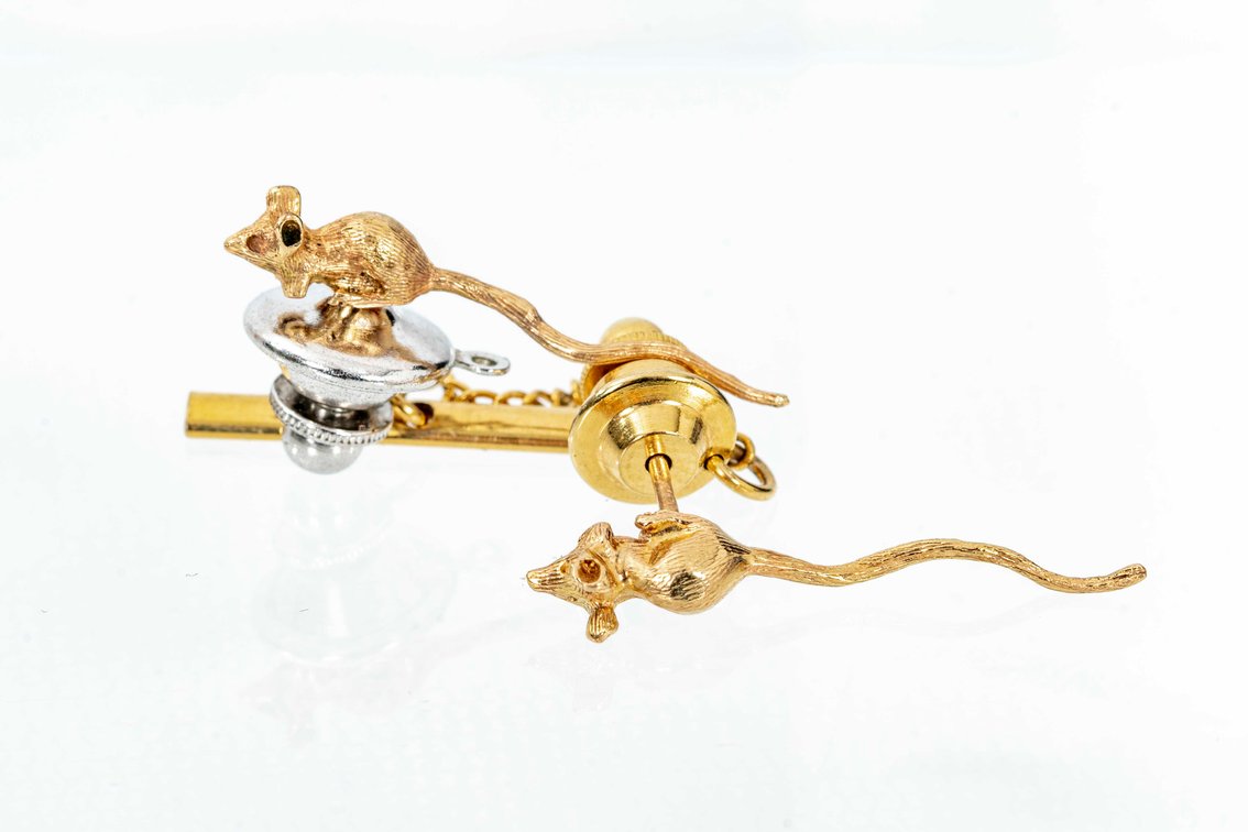 14K Y. Gold Rat Tie Clip & More-1.1 G