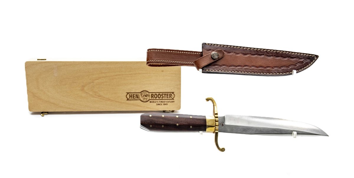 Hen & Rooster Bowie Knife in Display Case