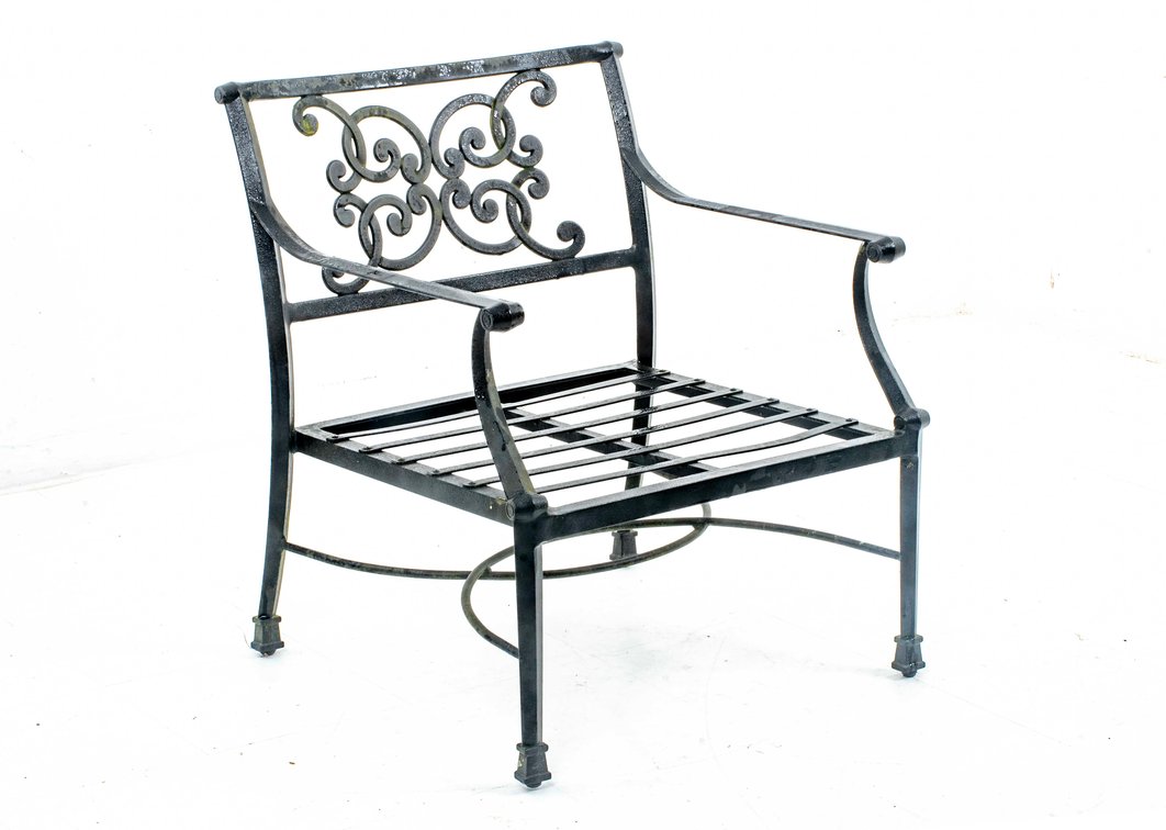 Wrought Iron Arm Chair - Wide Seating