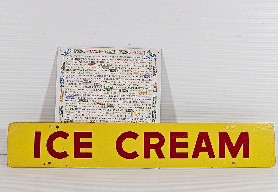 2 Signs - Burma Shave and 2-Sided Ice Cream