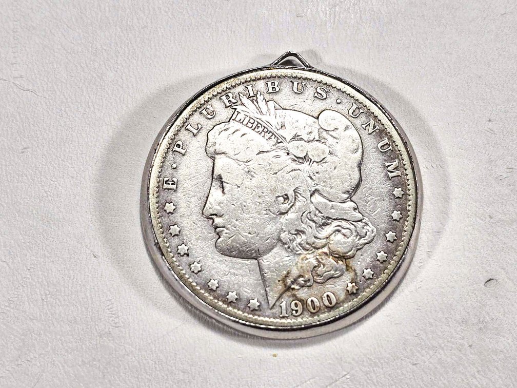 1900-O Morgan Silver Dollar Coin with Loop Attachm