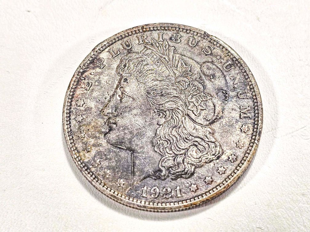 1921 Morgan Silver Dollar with Potential Fire Dama