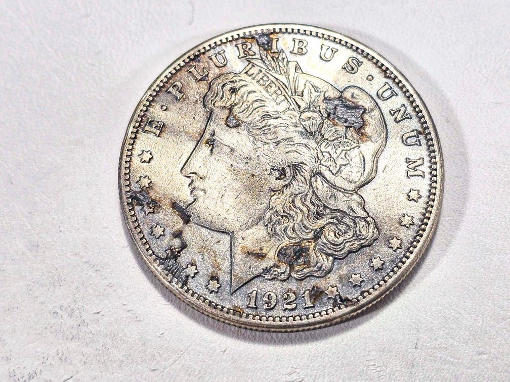 1921-S Morgan Silver Dollar with Possible Heat Exp