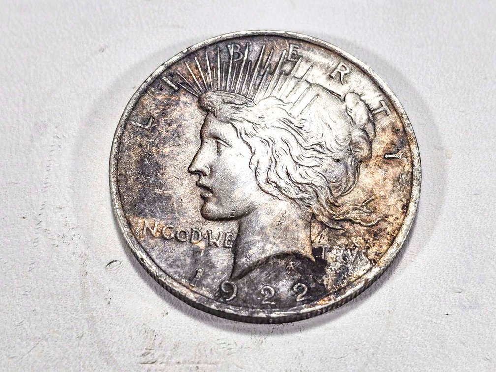 1922 Peace Silver Dollar with Heat Exposure Damage