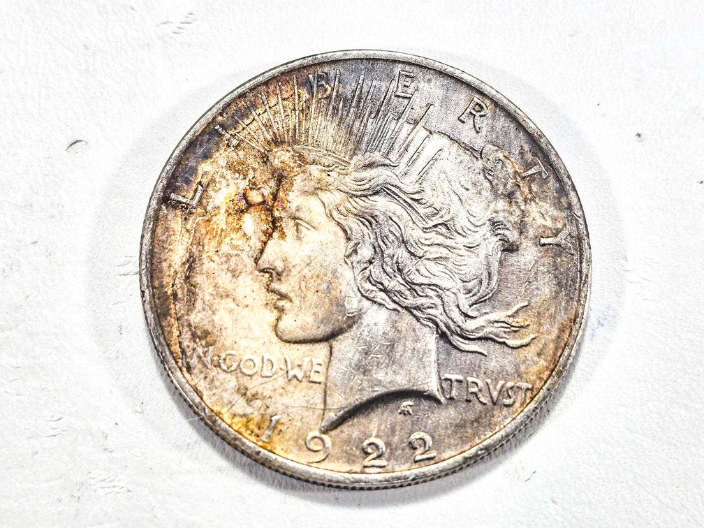 1922 Silver Peace Dollar Coin With Heat Exposure D