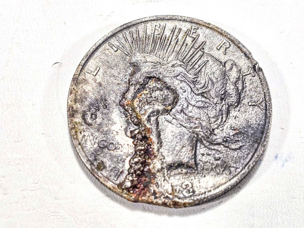1923 Peace Silver Dollar Damaged by Heat Exposure