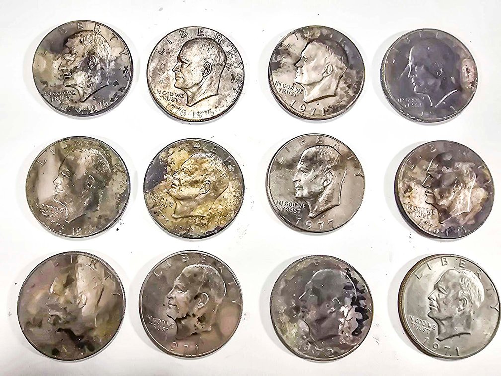 12 Eisenhower Dollars With Heat Exposure Effects