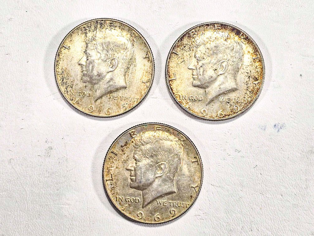 3 U.S. Kennedy Half Dollars 40% Silver