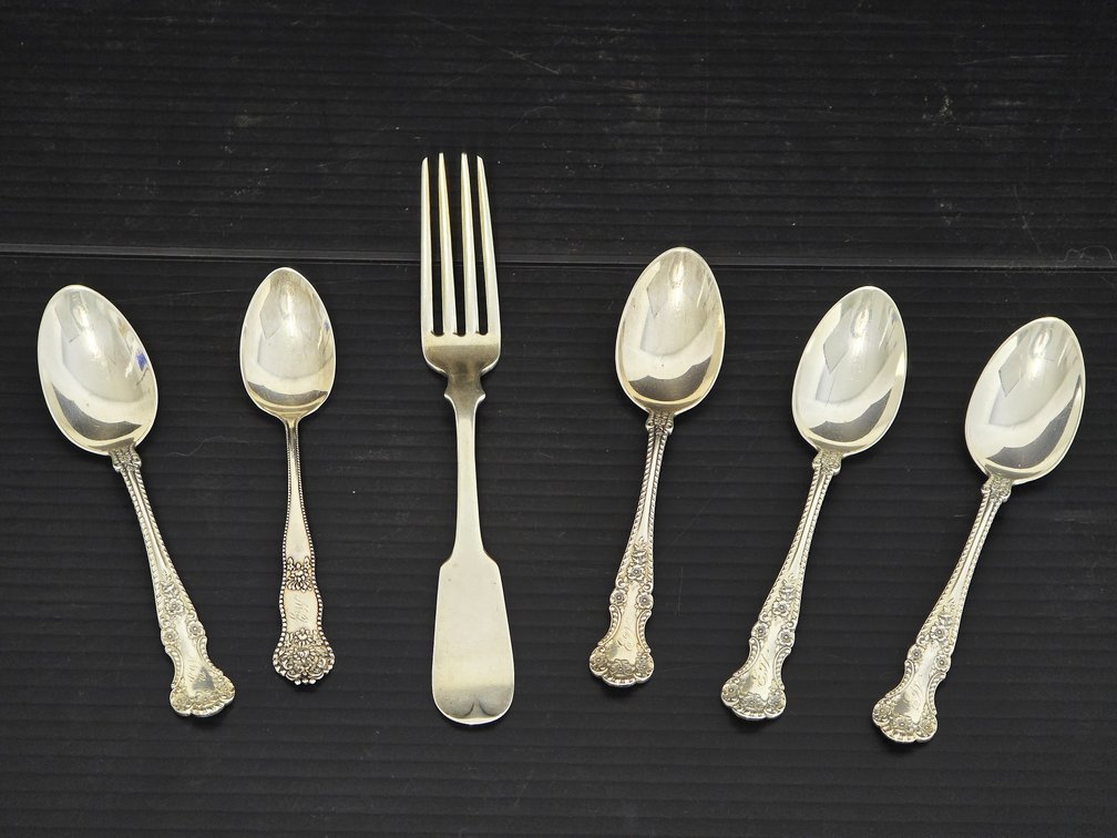 5 Gorham Cambridge Spoons and C. Wendell & Sons Coin Silver Fork