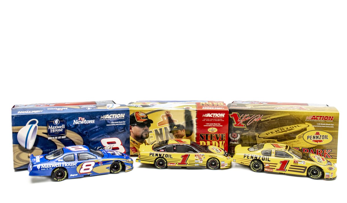 Three Steve Park Action 1:24 Diecast Cars and Bank