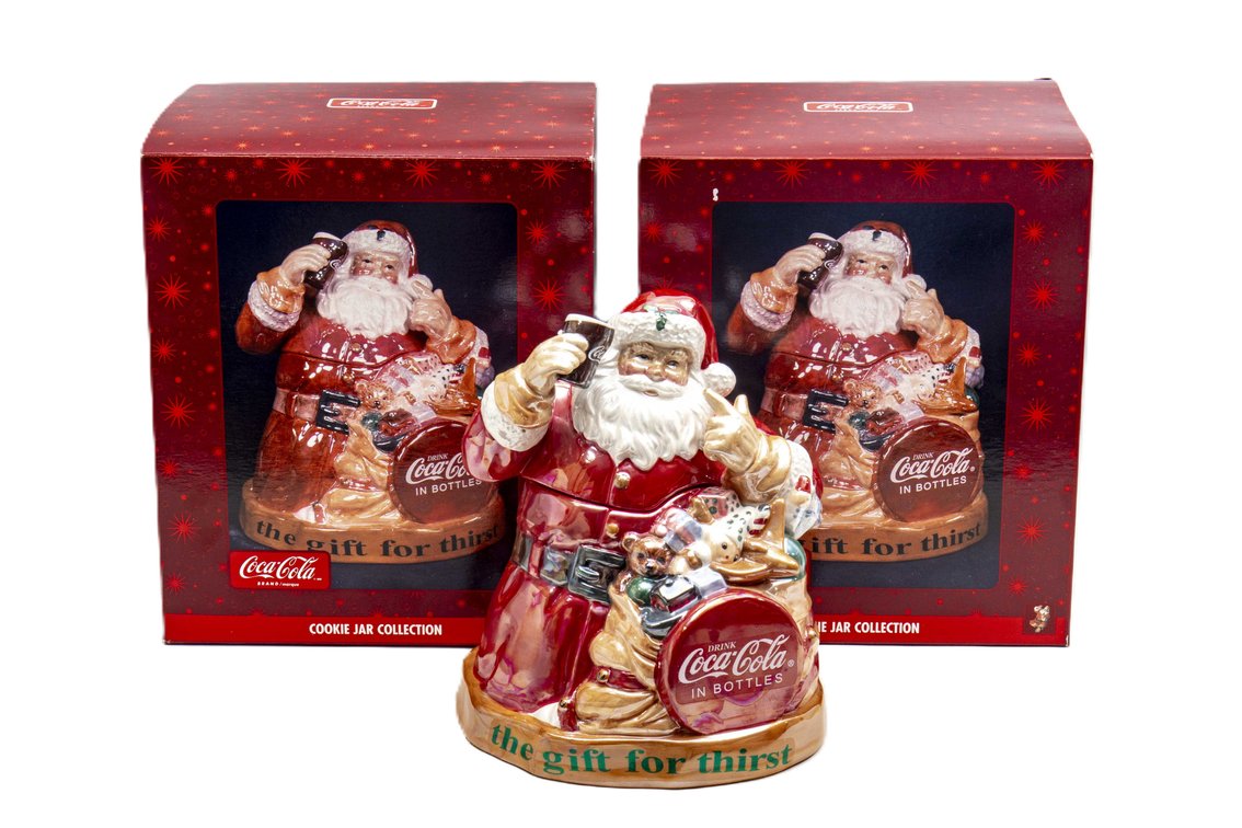 2 NIB The Gift For Thirst Coke Santa Cookie Jars