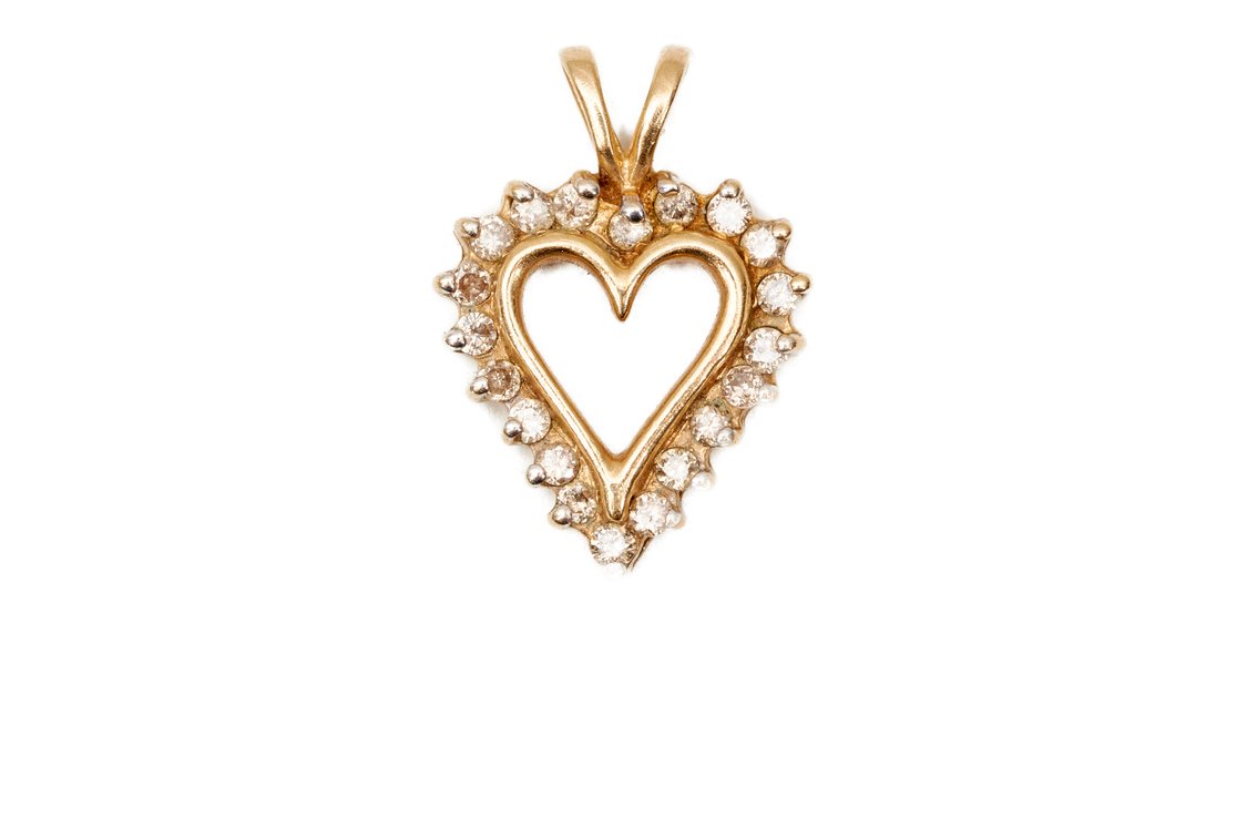 10K Y. Gold Heart Pendant W/ Diamonds- 1.49 G
