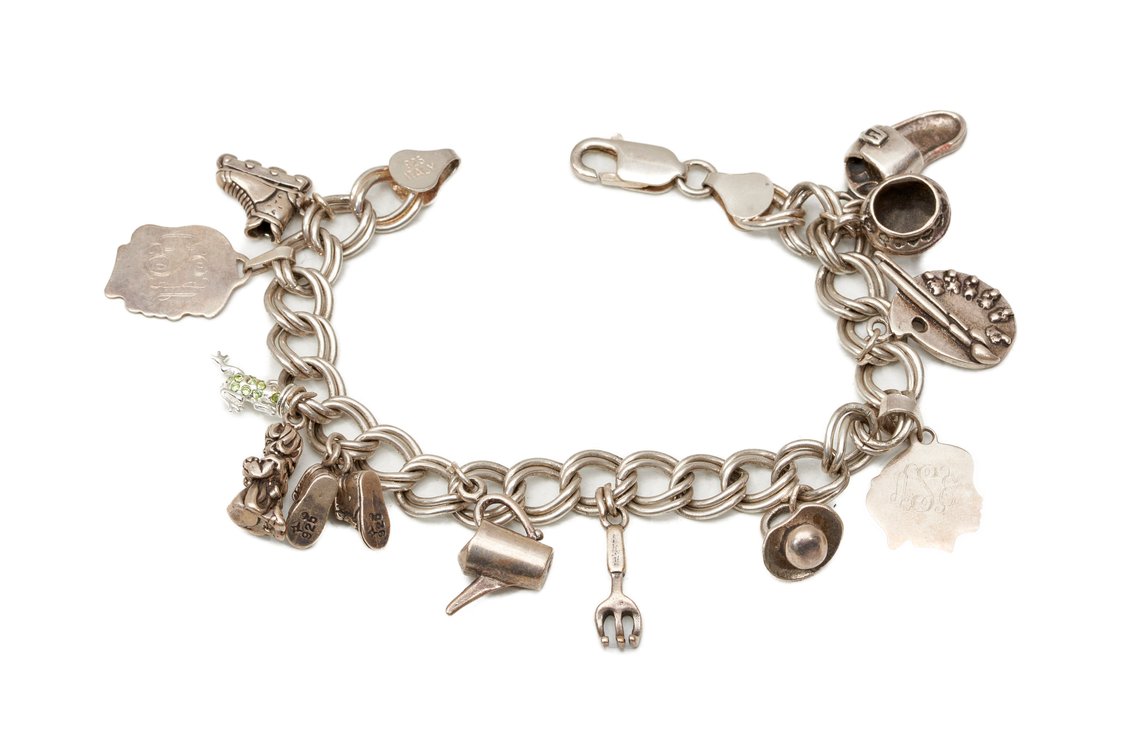Sterling Silver Charm Bracelet- 43.9 G