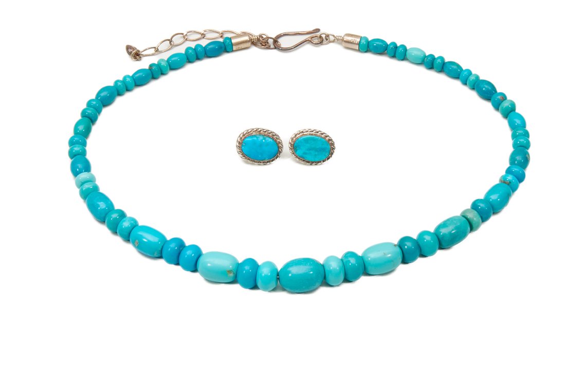 Turquoise & Sterling Silver Jewelry- 54.83 G