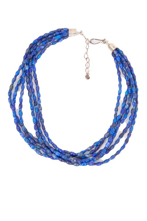 Sterling Silver & Lapiz Lazuli Necklace- 68.24 G