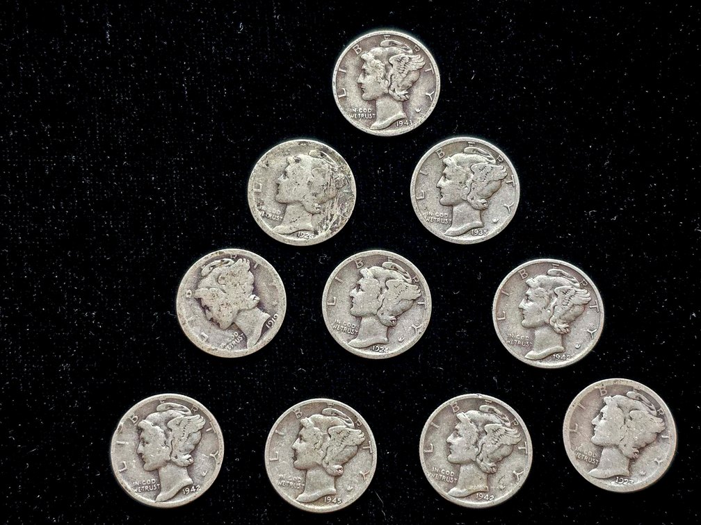 10 United States Mercury Dimes