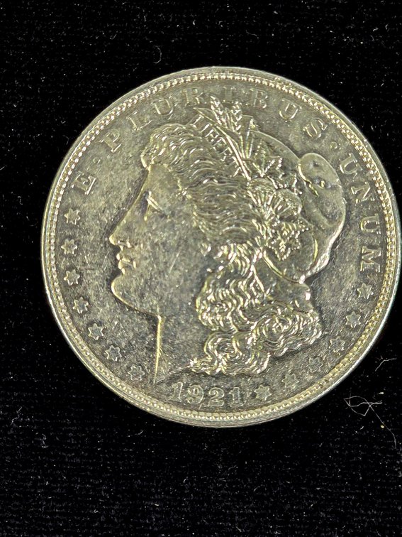 1921 Morgan Silver Dollar Coin, AU Condition