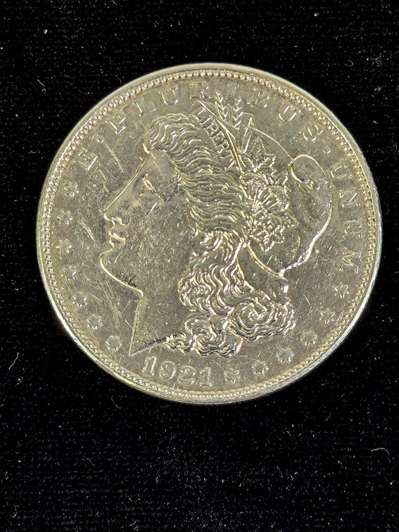 1921 D Morgan Silver Dollar in AU Condition