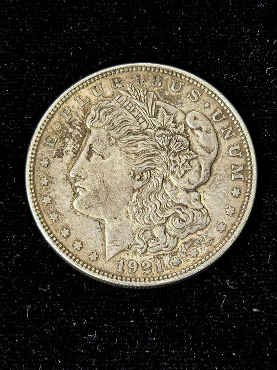 1921 Morgan Silver Dollar, AU (About Uncirculated) Condition
