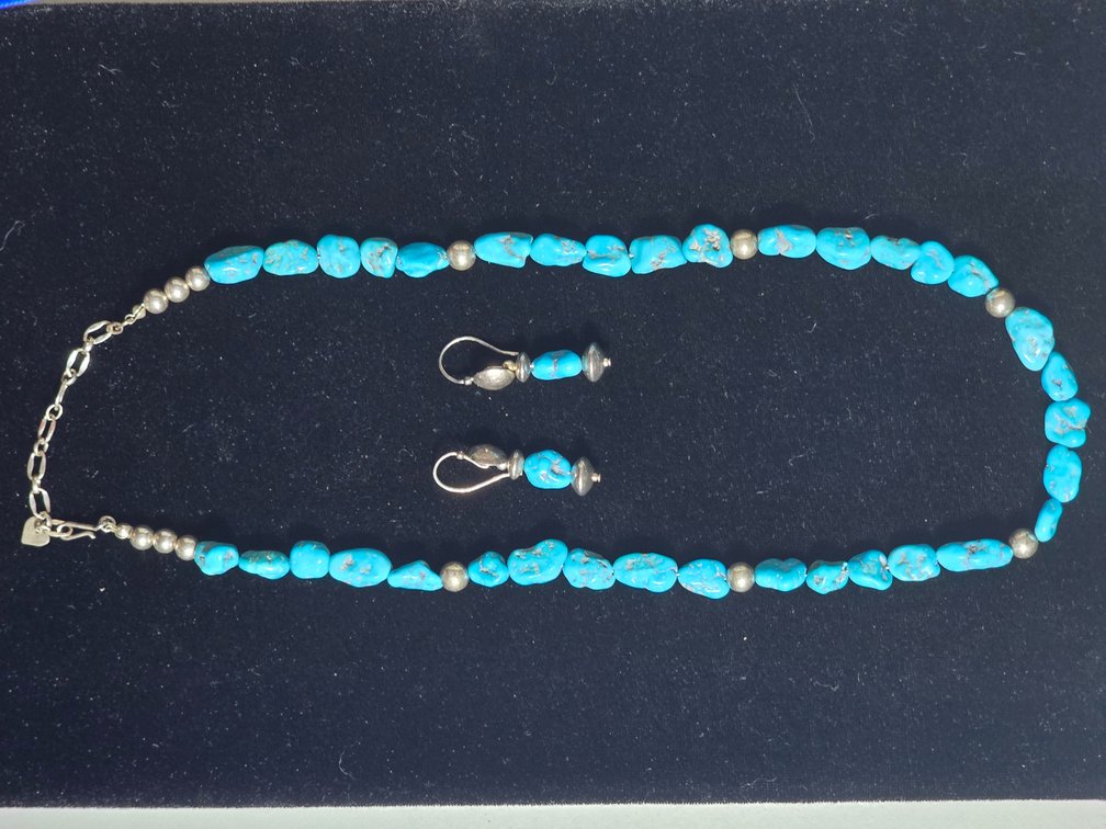 Sterling Silver & Turquoise Jewelry Set- 46.11 G