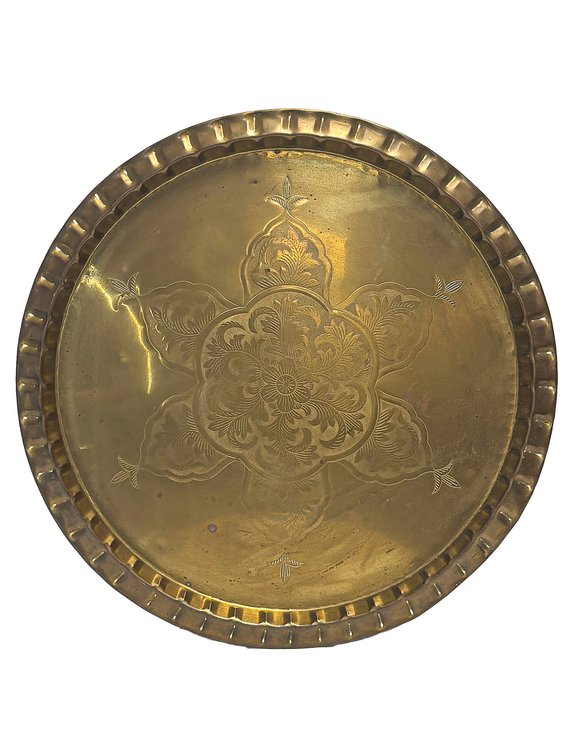 Vintage Moroccan Brass Serving Tray
