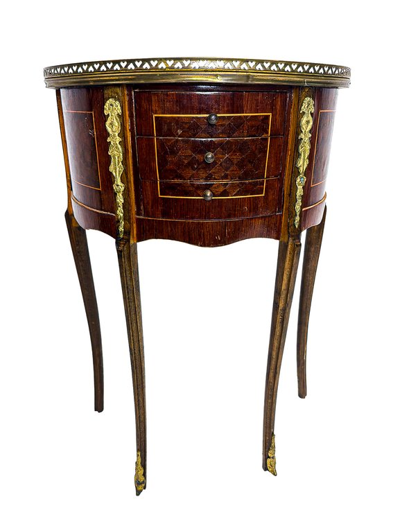 Circa 1900 French Burl Walnut Demilune Side Table