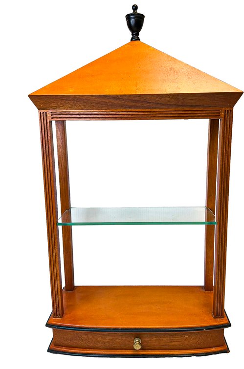 Wood Display Cabinet with Glass Shelf and Drawer