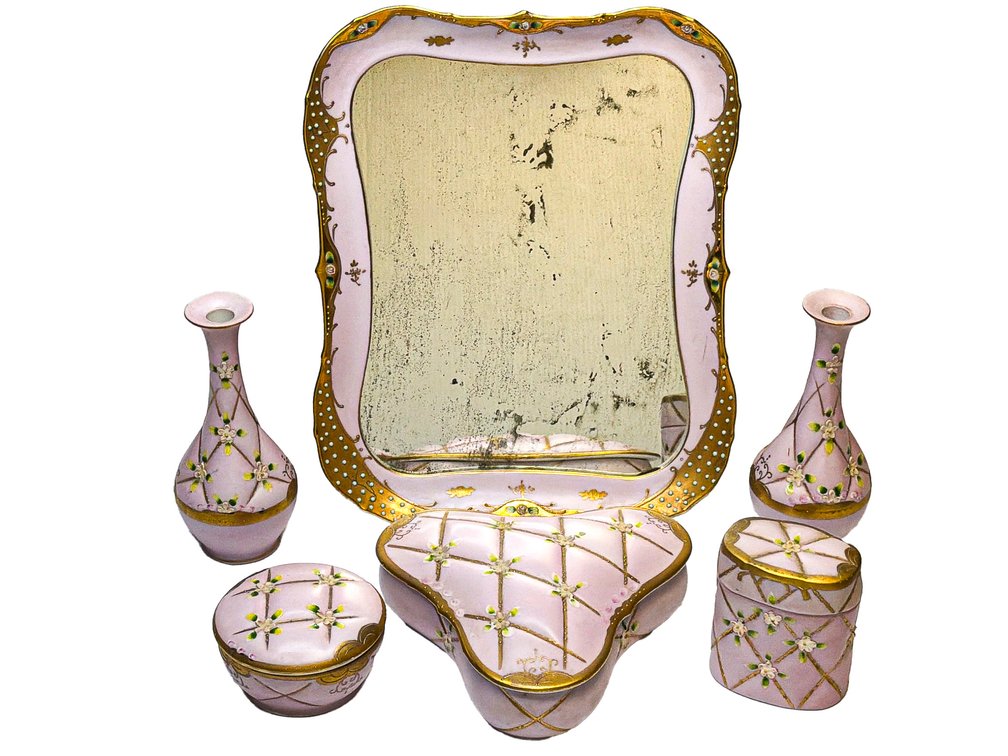 1930’s Lenwile Ardalt Hand-Painted Porcelain Vanity Set