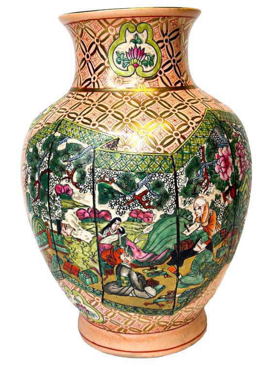 1970’s Hand-Painted Chinoiserie Vase