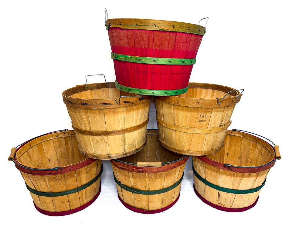 Six Little Rock Crate and Basket Co. Half Bushel Apple Baskets