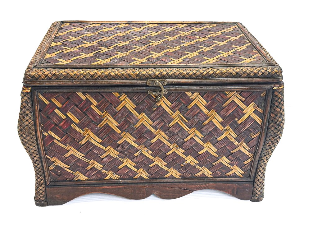 Bombay Wicker and Rattan Trunk w/ Brass Handles