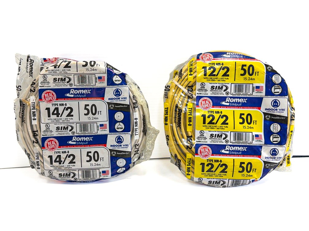 Romex Indoor Electrical Wire, 50 ft of 12/2 and 14/2