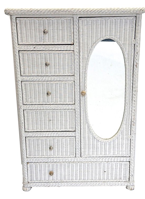 White Wicker Chifferobe