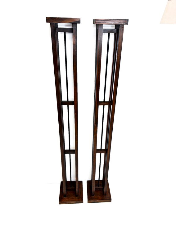 Tall Wooden Floor Stands with Slatted Frames