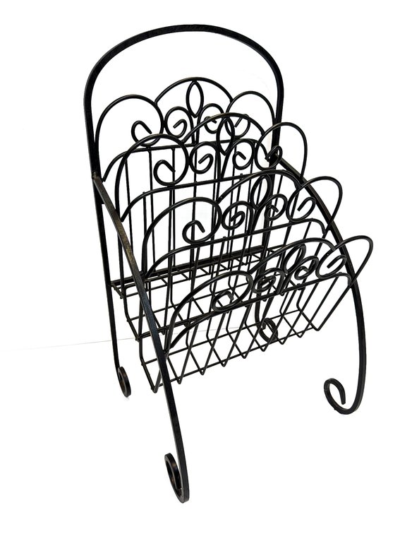 Black Wrought Iron Magazine Rack