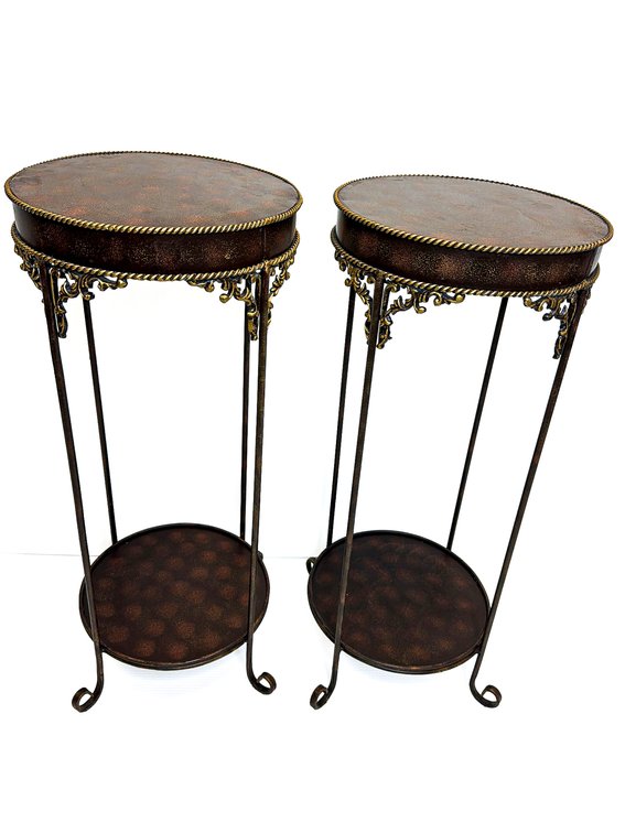 Wrought Iron Plant Stands with Gilded Detailing