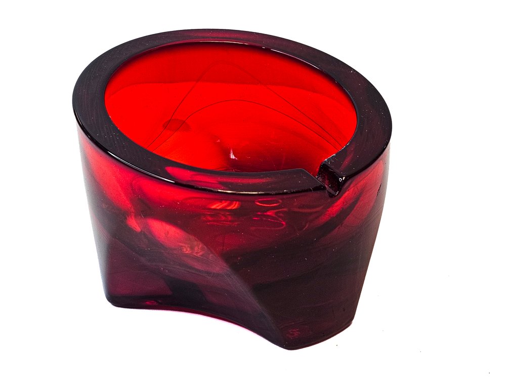 Viking Glass Atomic Orb Ashtray, Ruby Red, 6-Inch Diameter
