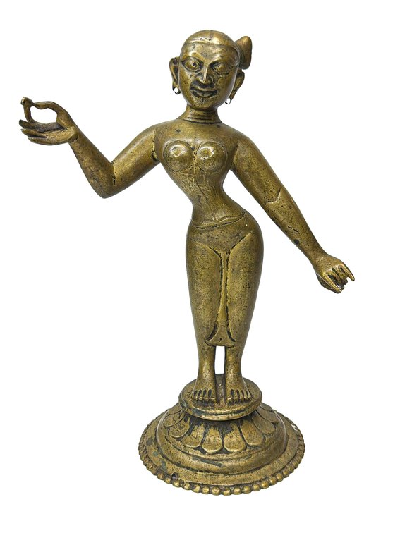 18th Century Solid Brass Statue of Radha
