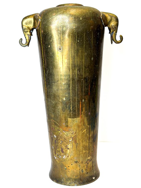 Brass Elephant Handled Vase