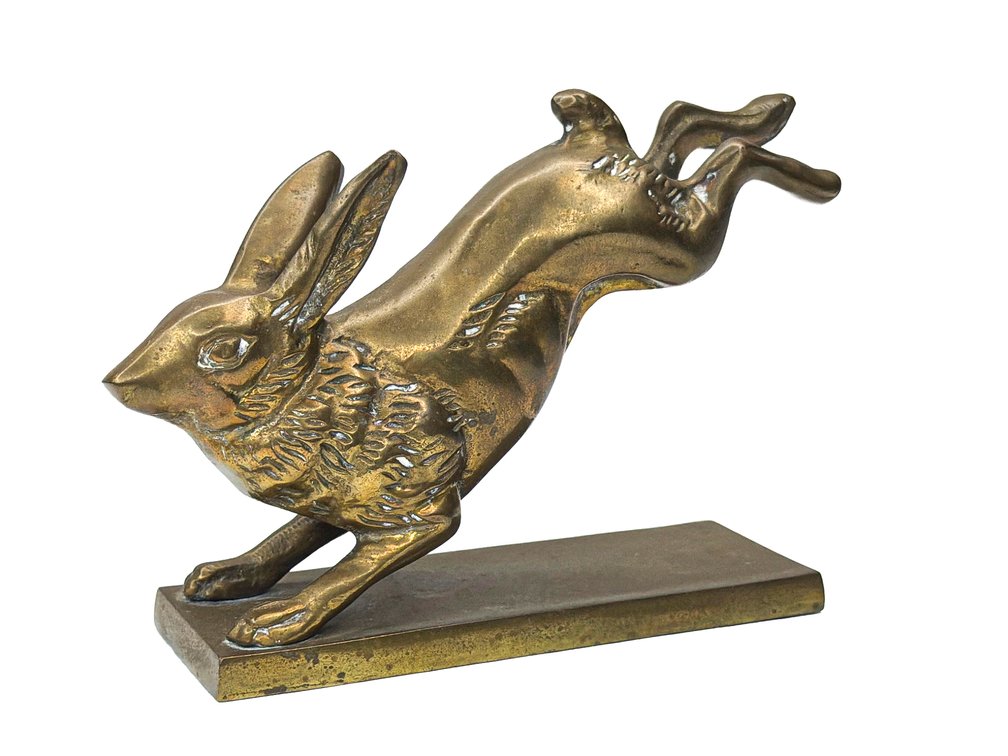 Mid-Century Brass Rabbit Sculpture