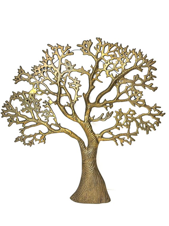 Vintage Brass Tree of Life Wall Sculpture