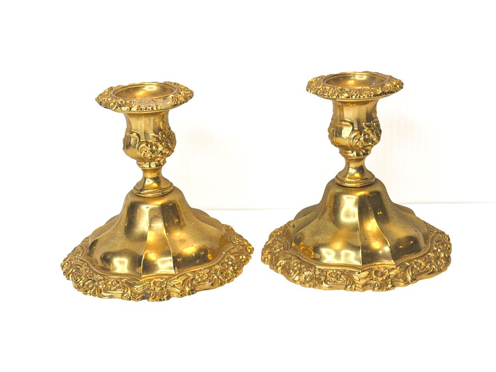 International Silver Co. ‘Countess’ Gold Electroplated Candle Holders