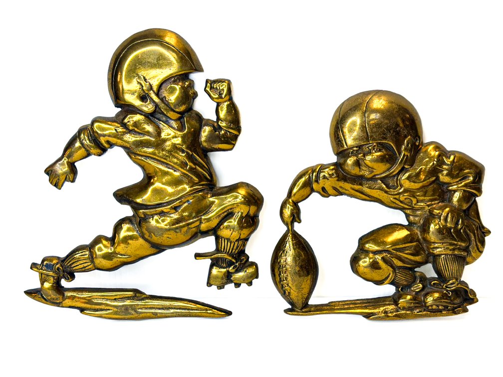 1970s HOMCO Brass Football Player Wall Hangings