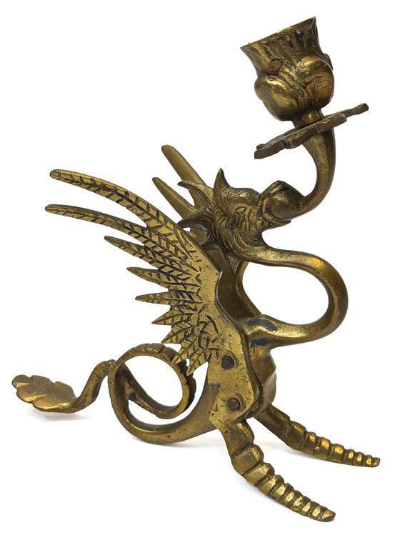 Mid-Century Brass Dragon Candle Holder