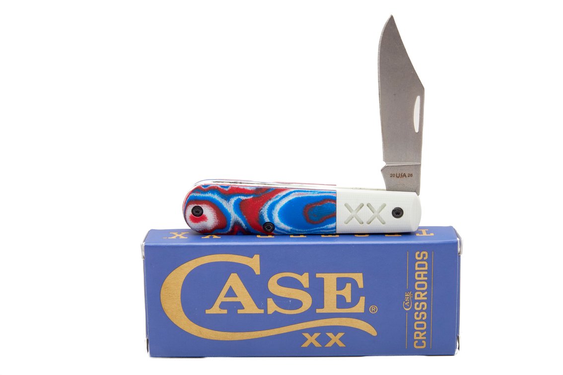 Case XX XR101009 1/2 Red/White/Blue Barlow Knife