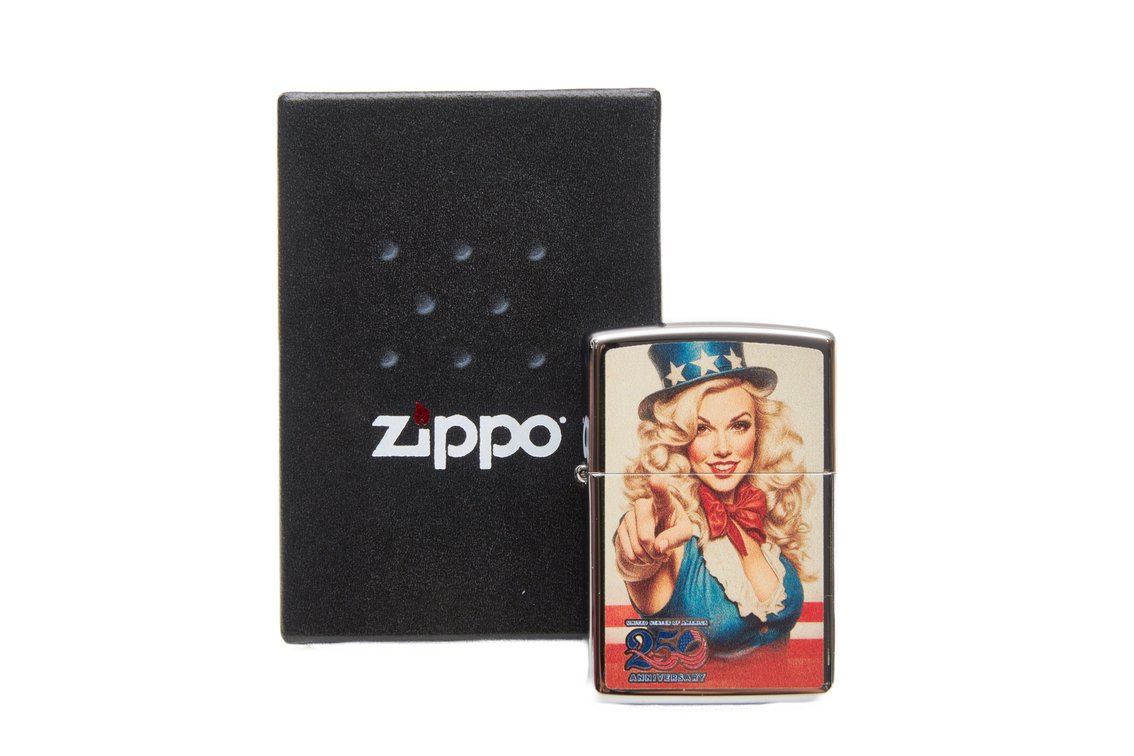 Zippo USA 250th Patriotic Lady Pin-Up Girl Lighter